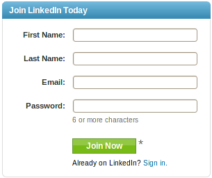 linkedin signup box